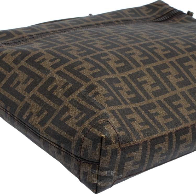 Pre Owned Fendi Tobacco Zucca Coated Canvas Briefcase 