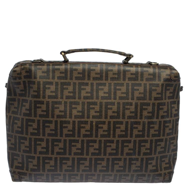 Pre Owned Fendi Tobacco Zucca Coated Canvas Briefcase 