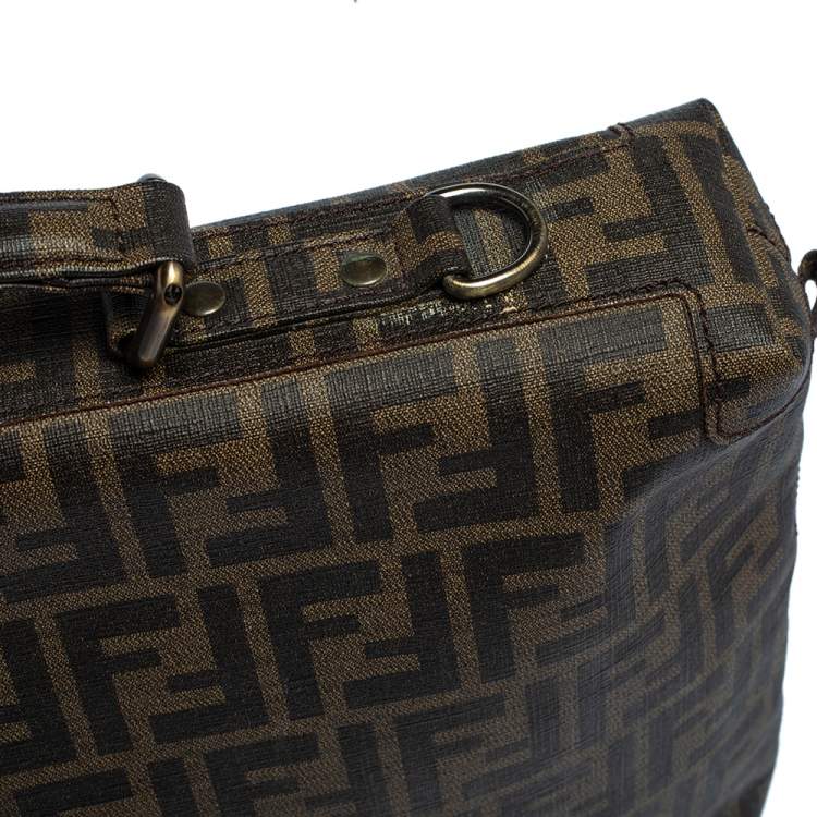Pre Owned Fendi Tobacco Zucca Coated Canvas Briefcase 