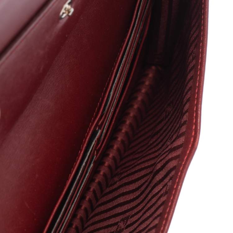 Pre Owned Fendi Red Patent Leather Fendilicious Wallet on Chain
