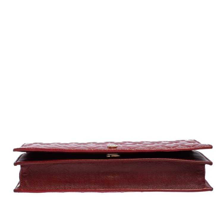 Pre Owned Fendi Red Patent Leather Fendilicious Wallet on Chain