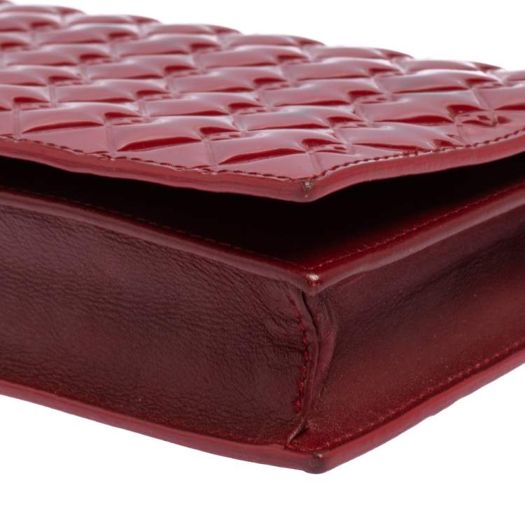 Pre Owned Fendi Red Patent Leather Fendilicious Wallet on Chain