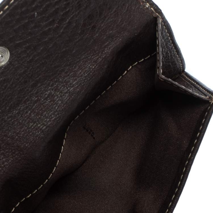 Pre Owned Fendi Tobacco Zucca Canvas and Leather Compact Wallet