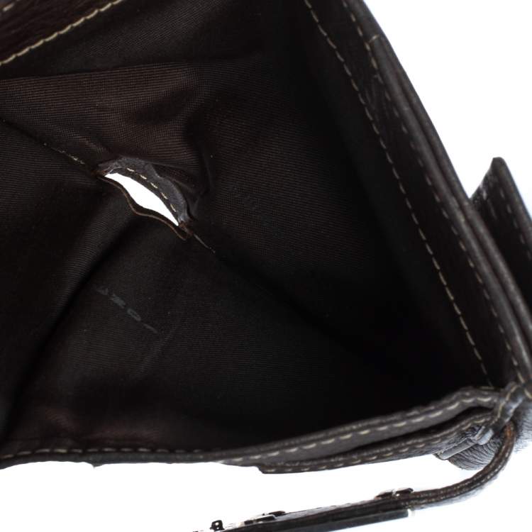 Pre Owned Fendi Tobacco Zucca Canvas and Leather Compact Wallet