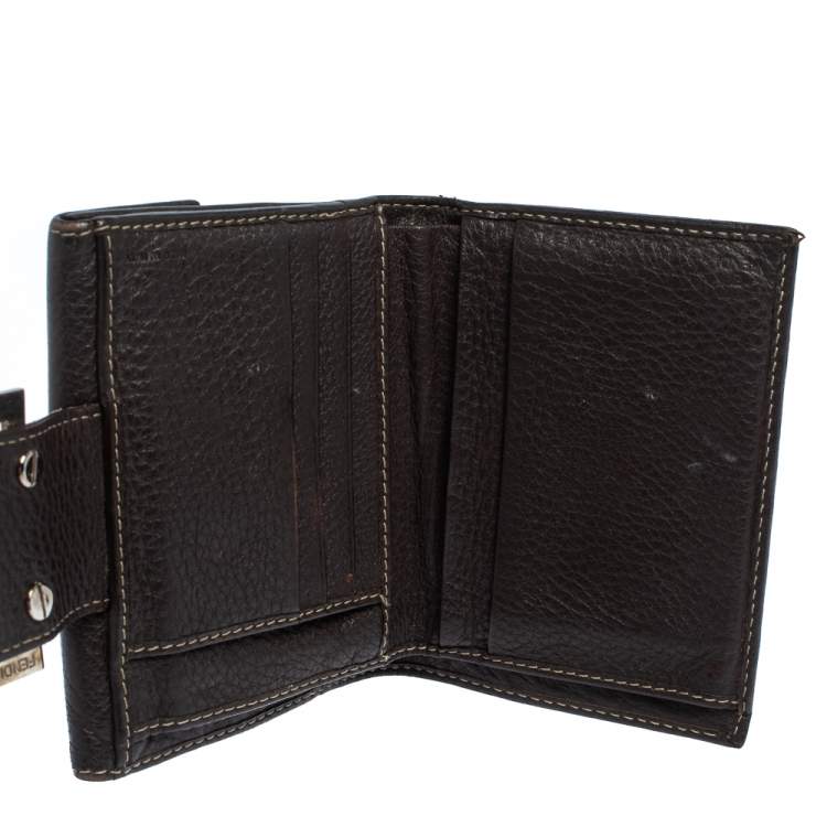 Pre Owned Fendi Tobacco Zucca Canvas and Leather Compact Wallet