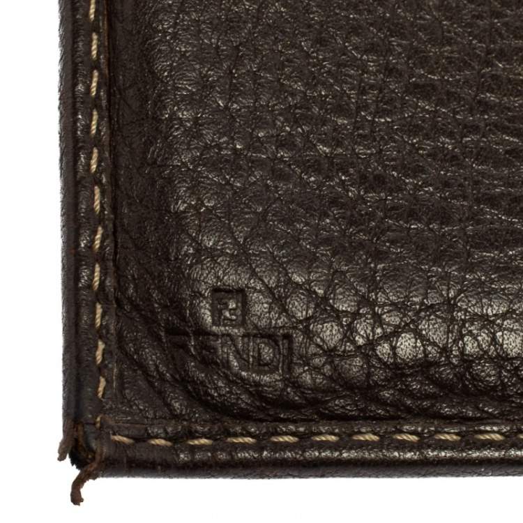 Pre Owned Fendi Tobacco Zucca Canvas and Leather Compact Wallet