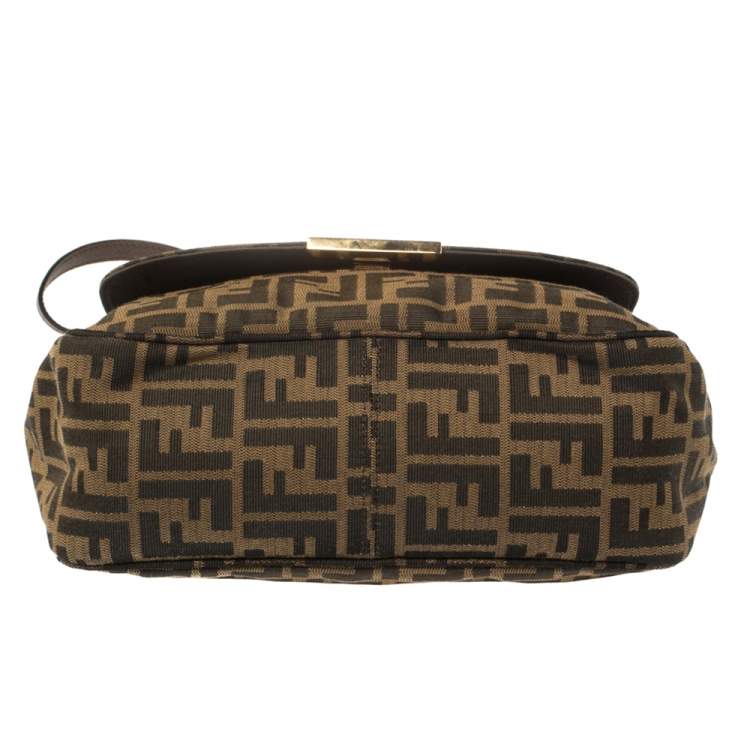 Pre Owned Fendi Tobacco Zucca Canvas Flap Crossbody Bag