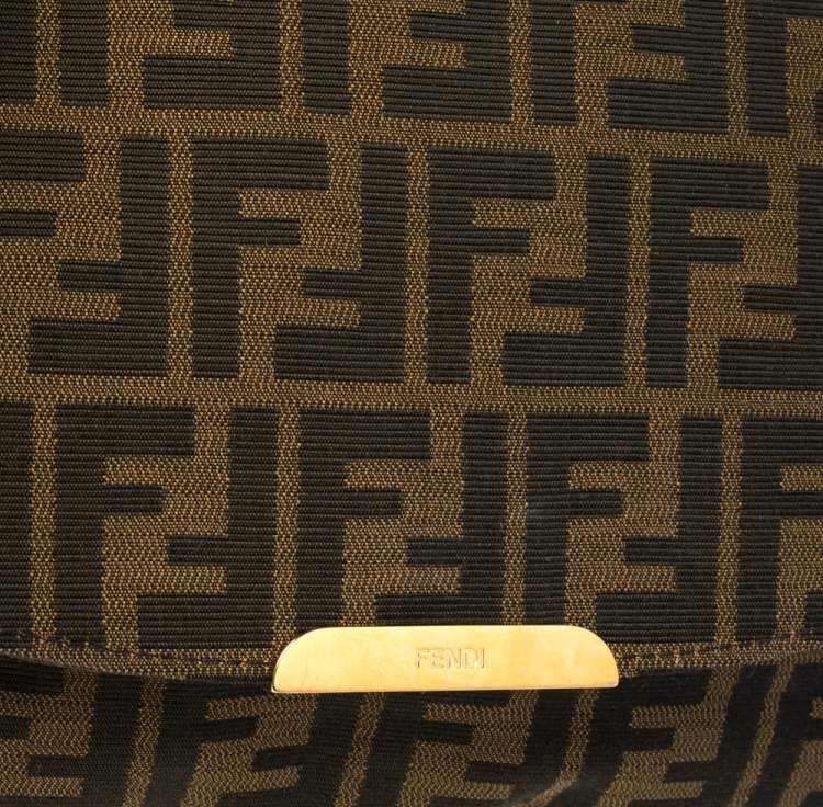 Pre Owned Fendi Tobacco Zucca Canvas Flap Crossbody Bag