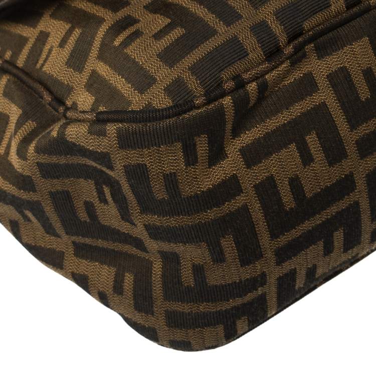 Pre Owned Fendi Tobacco Zucca Canvas Flap Crossbody Bag
