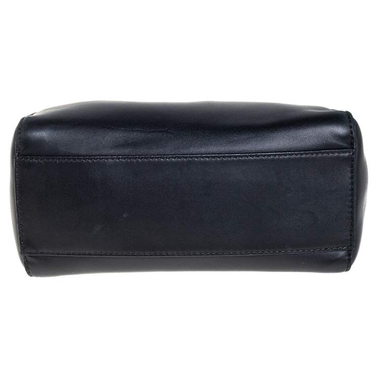 Pre Owned Fendi Black Leather Mini Peekaboo Top Handle Bag