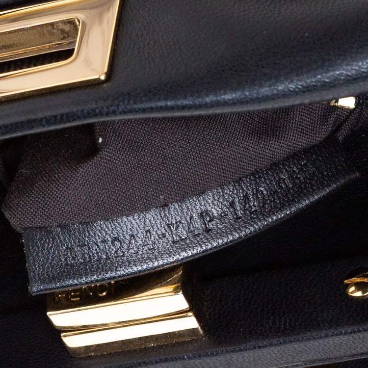Pre Owned Fendi Black Leather Mini Peekaboo Top Handle Bag