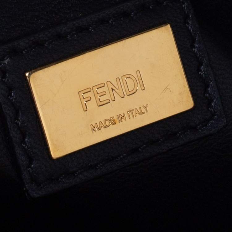 Pre Owned Fendi Black Leather Mini Peekaboo Top Handle Bag