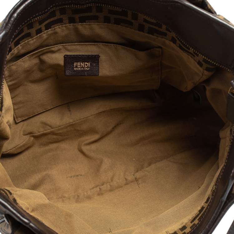 Pre Owned Fendi Tobacco Zucca Canvas and Leather Chef Shopper Tote