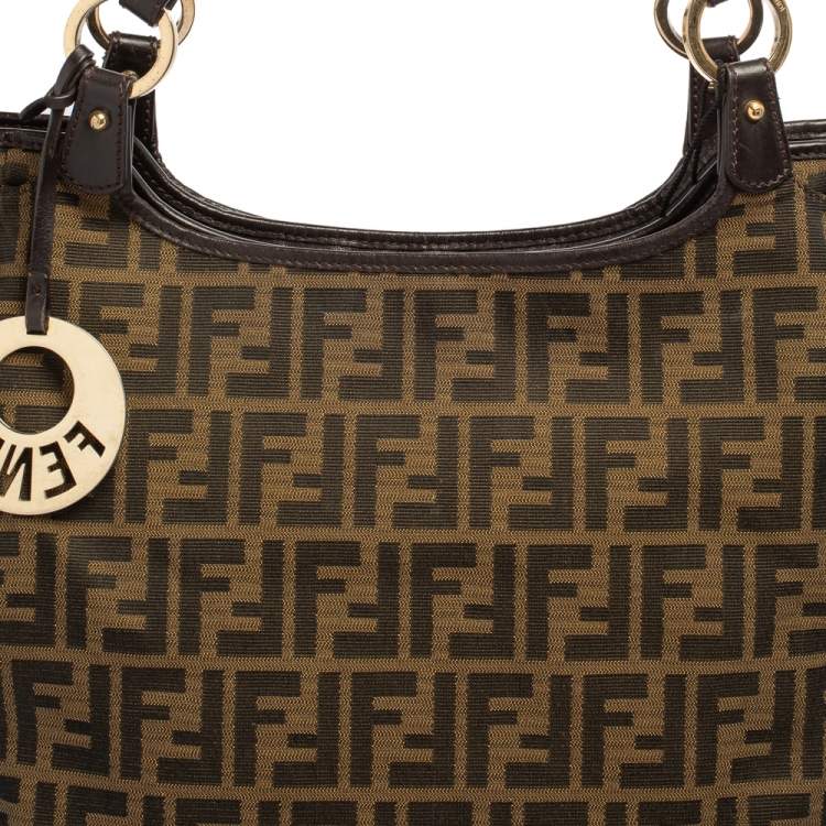Pre Owned Fendi Tobacco Zucca Canvas and Leather Chef Shopper Tote