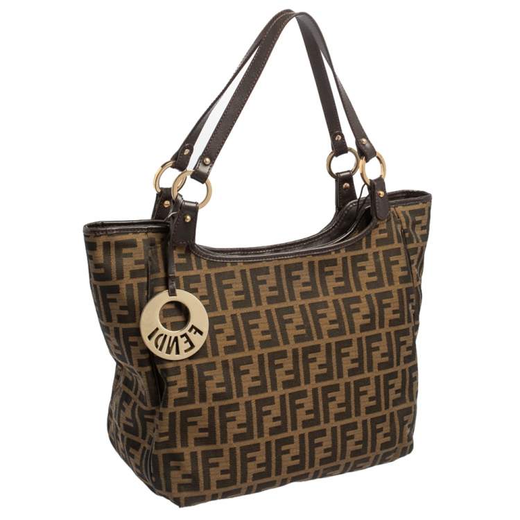 Pre Owned Fendi Tobacco Zucca Canvas and Leather Chef Shopper Tote