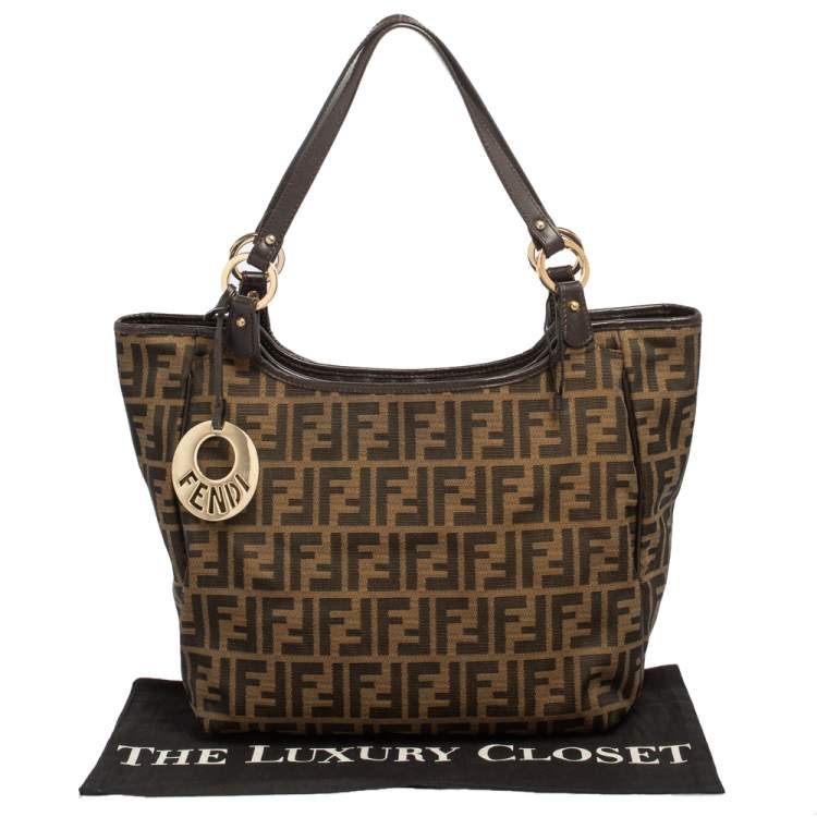 Pre Owned Fendi Tobacco Zucca Canvas and Leather Chef Shopper Tote