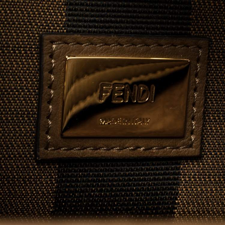 Pre Owned Fendi Brown Leather Medium Peekaboo Top Handle Bag