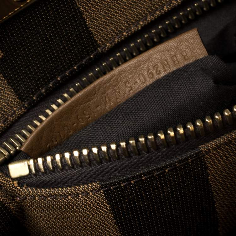 Pre Owned Fendi Brown Leather Medium Peekaboo Top Handle Bag