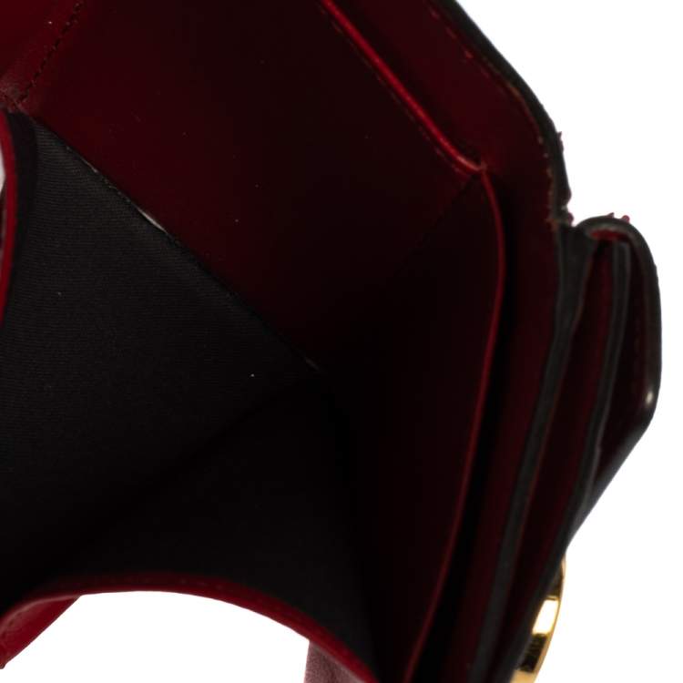 مملوكة مسبقًا Fendi Red/Brown Zucca Leather F is Fendi Trifold Wallet