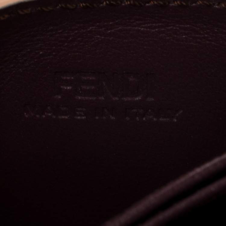 Pre Owned Fendi Grey Leather Accordion Card Case