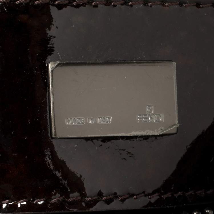 Pre Owned Fendi Tobacco Zucca Canvas and Patent Leather To You Convertible Clutch Bag