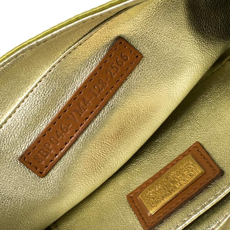 Pre Owned Fendi Green Apple Satin Mia Pochette Bag 