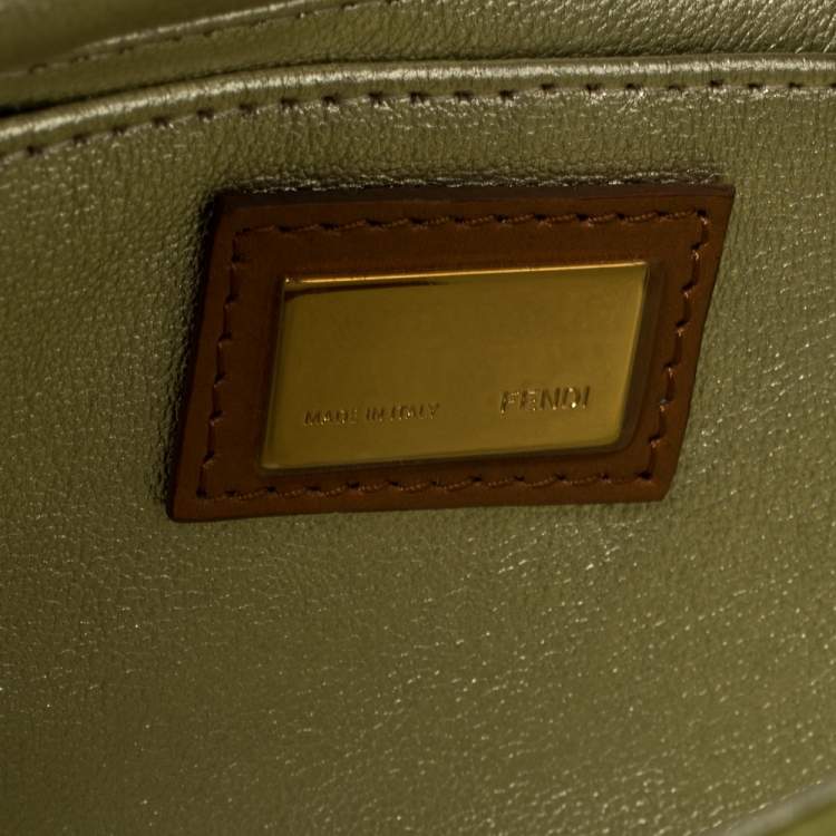 Pre Owned Fendi Green Apple Satin Mia Pochette Bag 