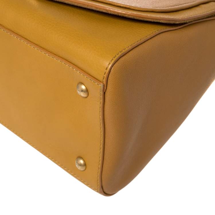 Pre Owned Fendi Mustard Leather Medium Anna Shoulder Bag