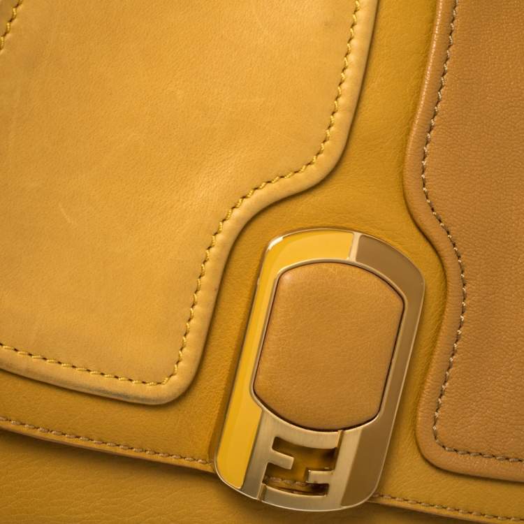 Pre Owned Fendi Mustard Leather Medium Anna Shoulder Bag