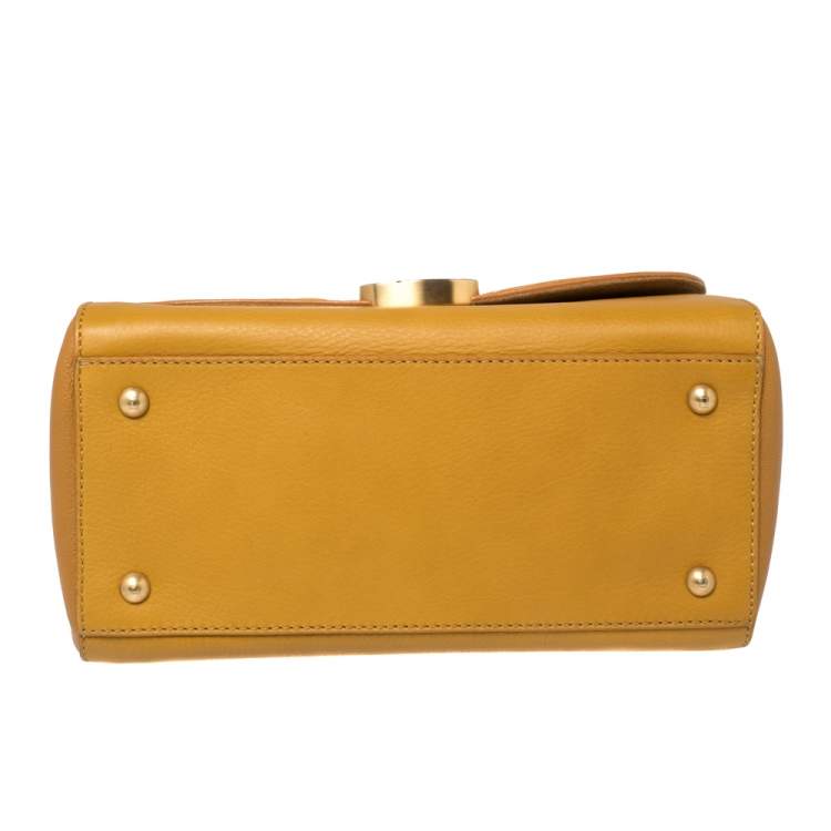 Pre Owned Fendi Mustard Leather Medium Anna Shoulder Bag