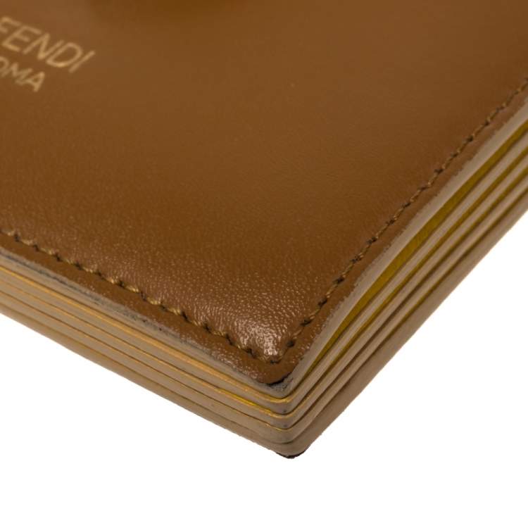 Pre Owned Fendi Brown Leather Single Stud Multiple Card Holder