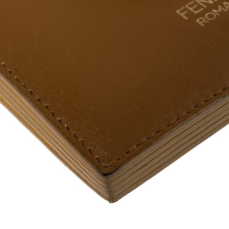 Pre Owned Fendi Brown Leather Single Stud Multiple Card Holder