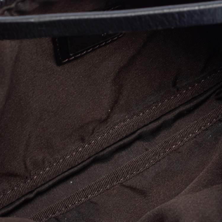 Pre Owned Fendi Tobacco Zucca Canvas and Leather Half Moon Pochette Hobo