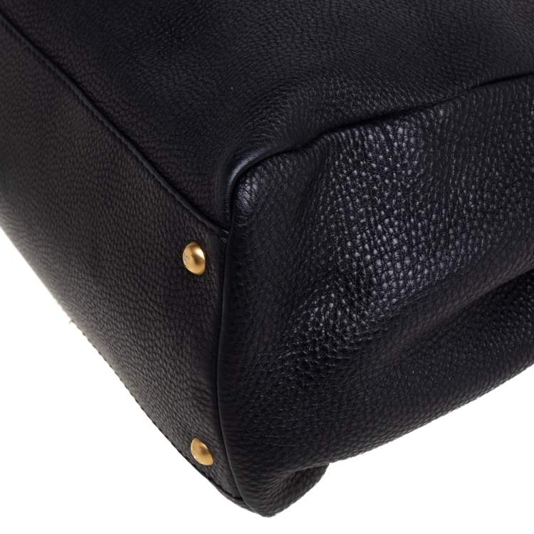 Pre Owned Fendi Black Selleria Leather Large Peekaboo Top Handle Bag