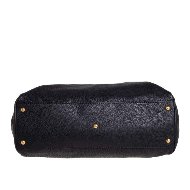 Pre Owned Fendi Black Selleria Leather Large Peekaboo Top Handle Bag