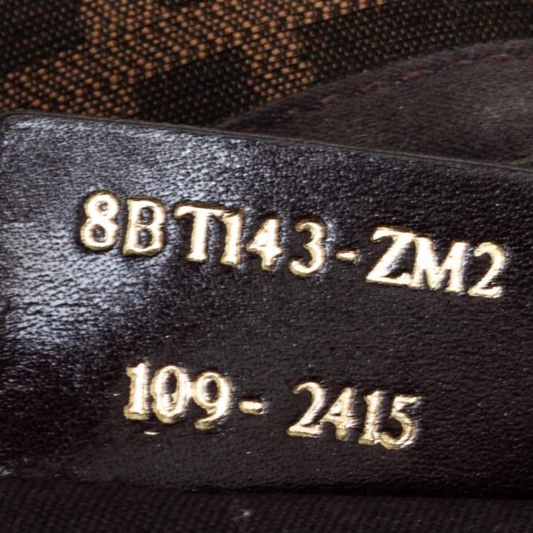 Pre Owned Fendi Brown Zucca Canvas and Leather Maxi Baguette Flap Shoulder Bag