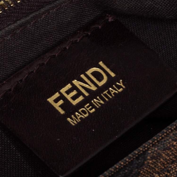 Pre Owned Fendi Brown Zucca Canvas and Leather Maxi Baguette Flap Shoulder Bag
