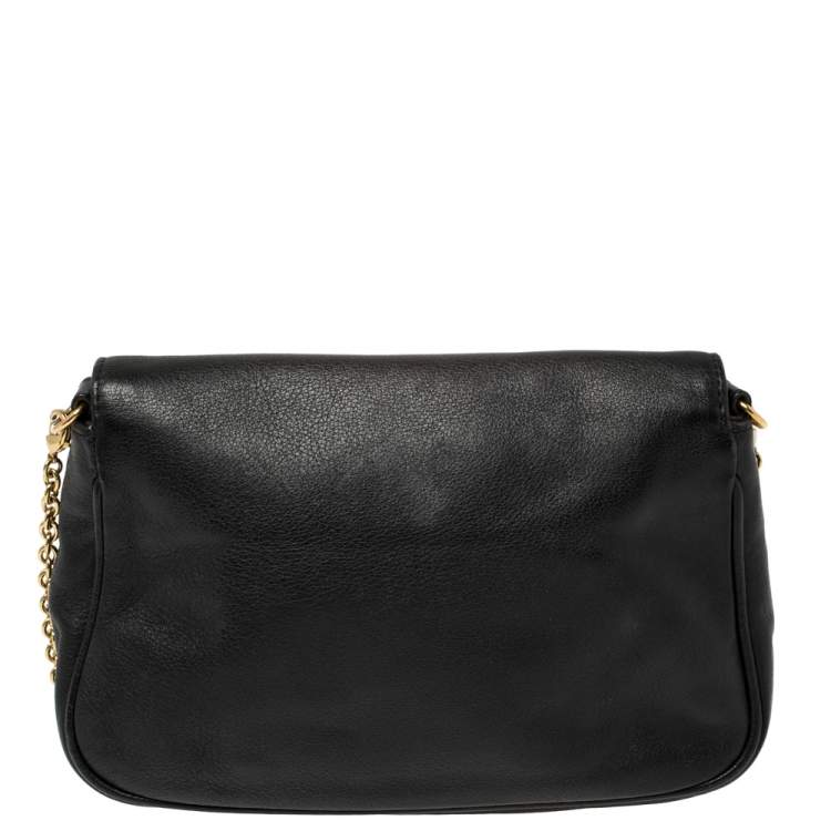 Pre Owned Fendi Black Leather Fendista Crossbody Bag