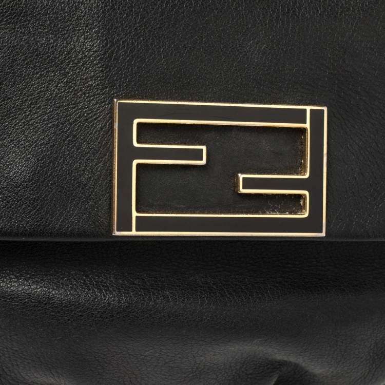 Pre Owned Fendi Black Leather Fendista Crossbody Bag