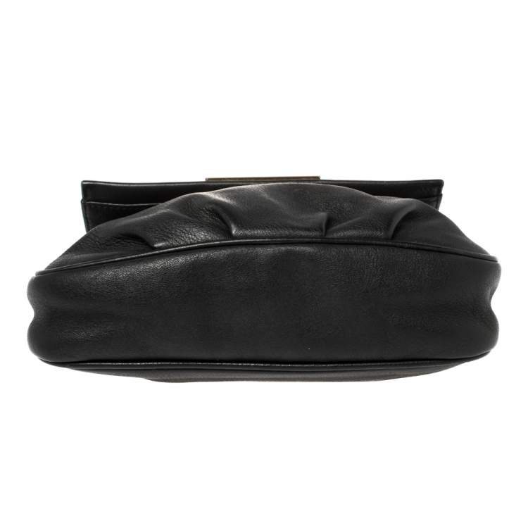 Pre Owned Fendi Black Leather Fendista Crossbody Bag