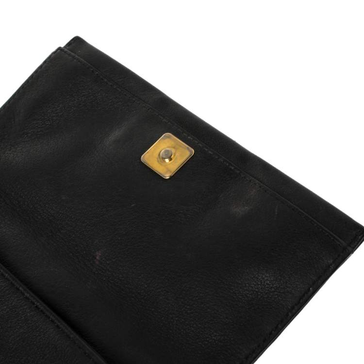 Pre Owned Fendi Black Leather Fendista Crossbody Bag