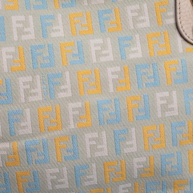 Pre Owned Fendi Multicolor Zucchino Fabric and Leather Small Shopping Tote