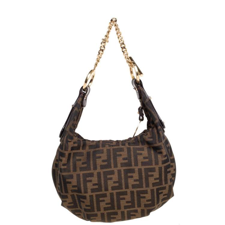 مملوكة مسبقًا Fendi Tobacco Zucca Canvas and Leather Chef Chain Link Hobo