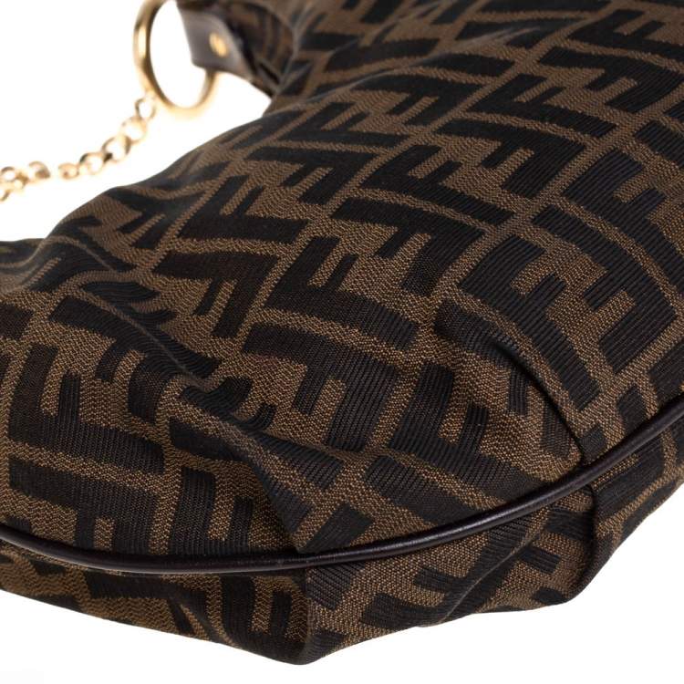 مملوكة مسبقًا Fendi Tobacco Zucca Canvas and Leather Chef Chain Link Hobo