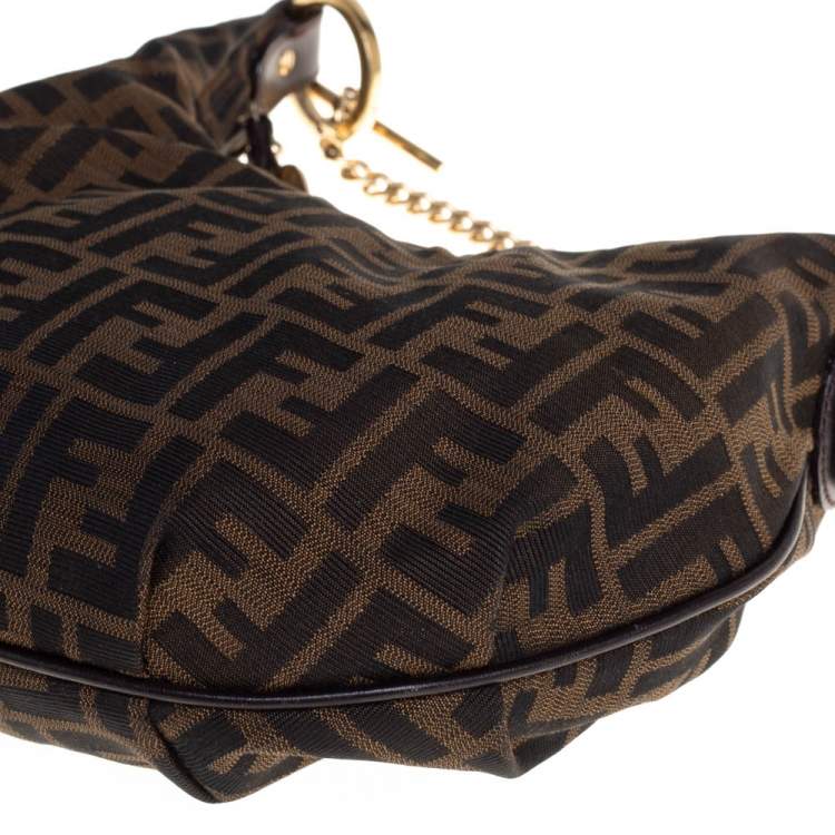 مملوكة مسبقًا Fendi Tobacco Zucca Canvas and Leather Chef Chain Link Hobo