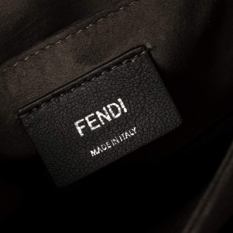 Pre Owned Fendi Gold Leather Floral Studded Kan I Shoulder Bag