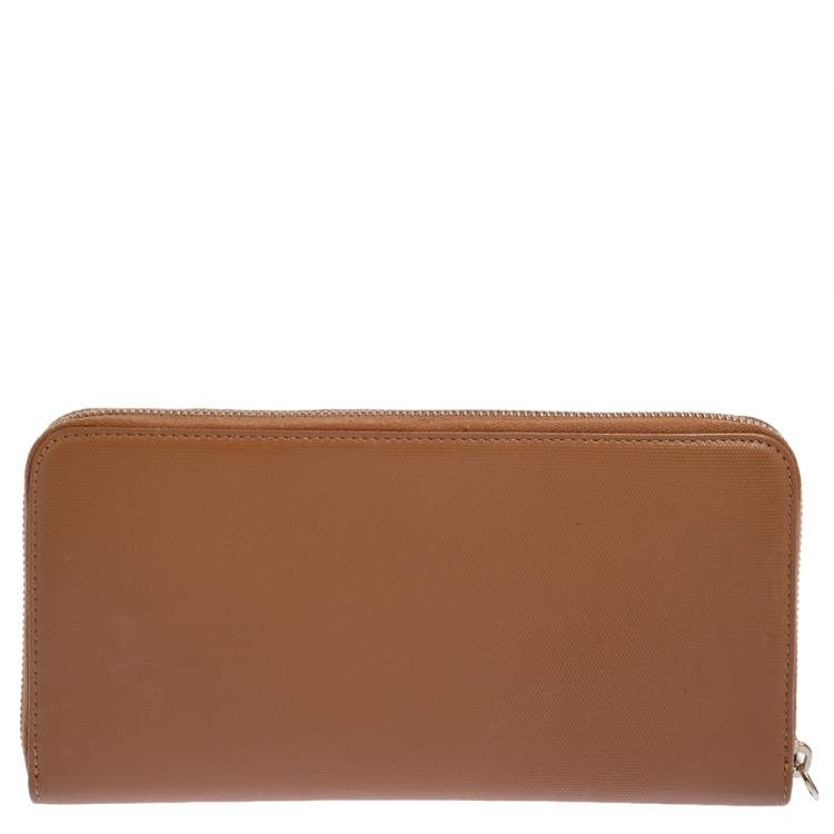 Pre Owned Fendi Tan Leather Zip Around Organizer Wallet