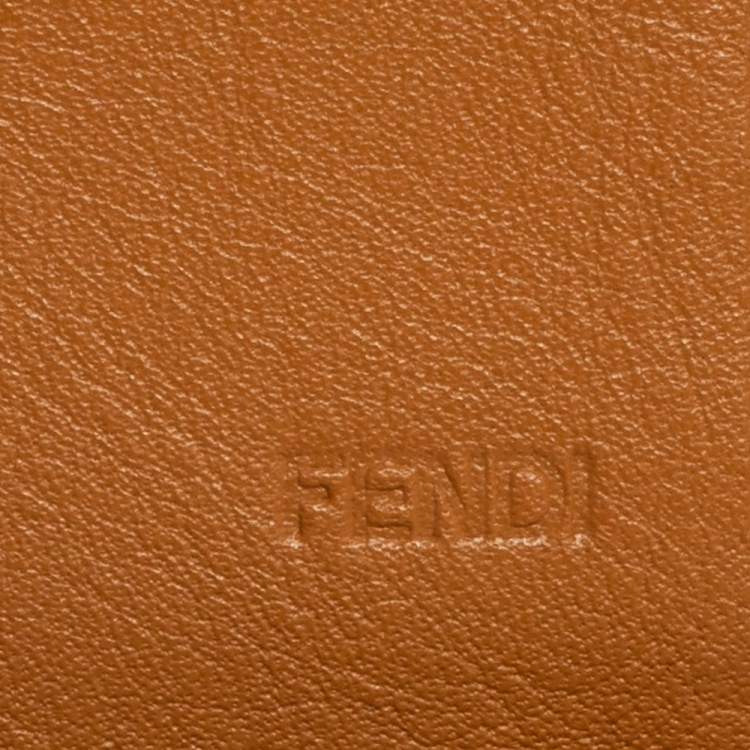 Pre Owned Fendi Tan Leather Zip Around Organizer Wallet