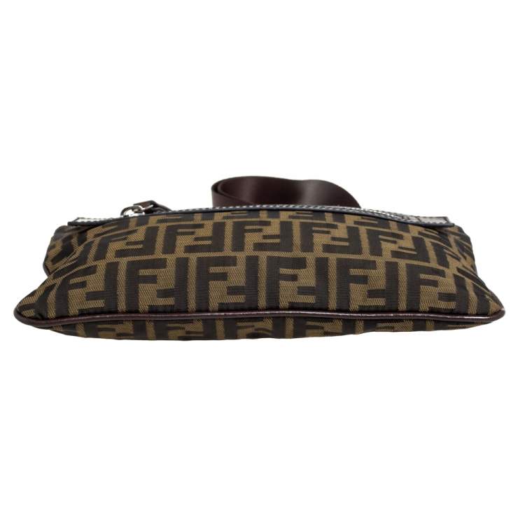 Pre Owned Fendi Tobacco Zucca Canvas Slim Waist Belt Bag