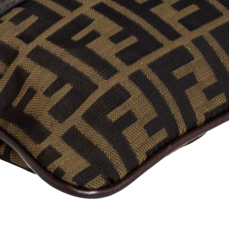 Pre Owned Fendi Tobacco Zucca Canvas Slim Waist Belt Bag